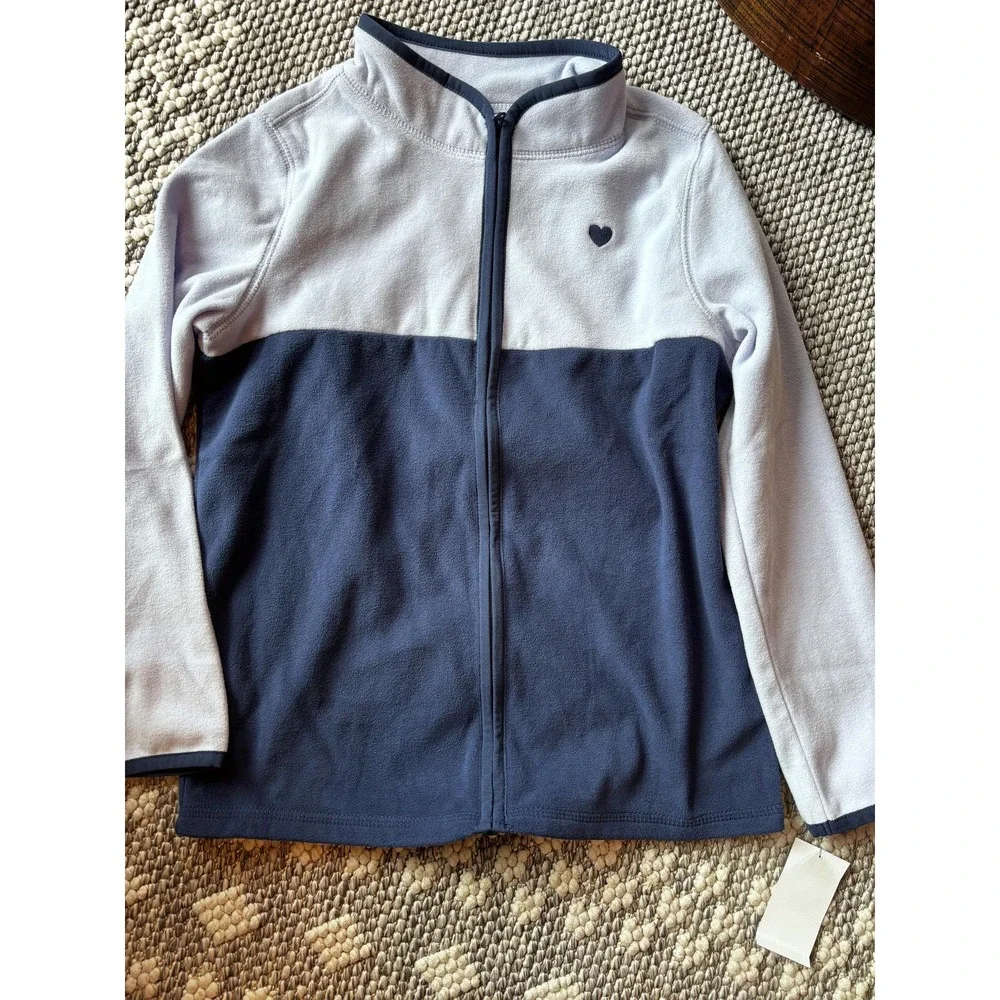 Oshkosh Girls Size 10 Colorblock Fleece Full-Zip Jacket with Heart Detail